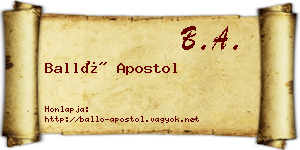 Balló Apostol névjegykártya